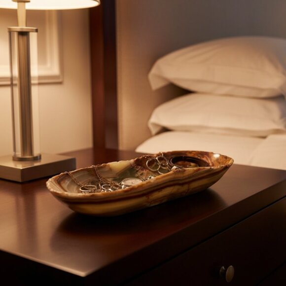 Green Onyx decorative tray, catchall dish, entry way stone bowl, holiday gift - Picture 8 of 11